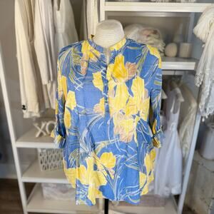 Cocomo sz. XL Coastal, botanical, floral, summer, sunny, chic, bold top #3698